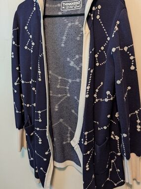 ThinkGeek Medium Navy Patterned Orion Constellations Open-Front Cardigan Medium